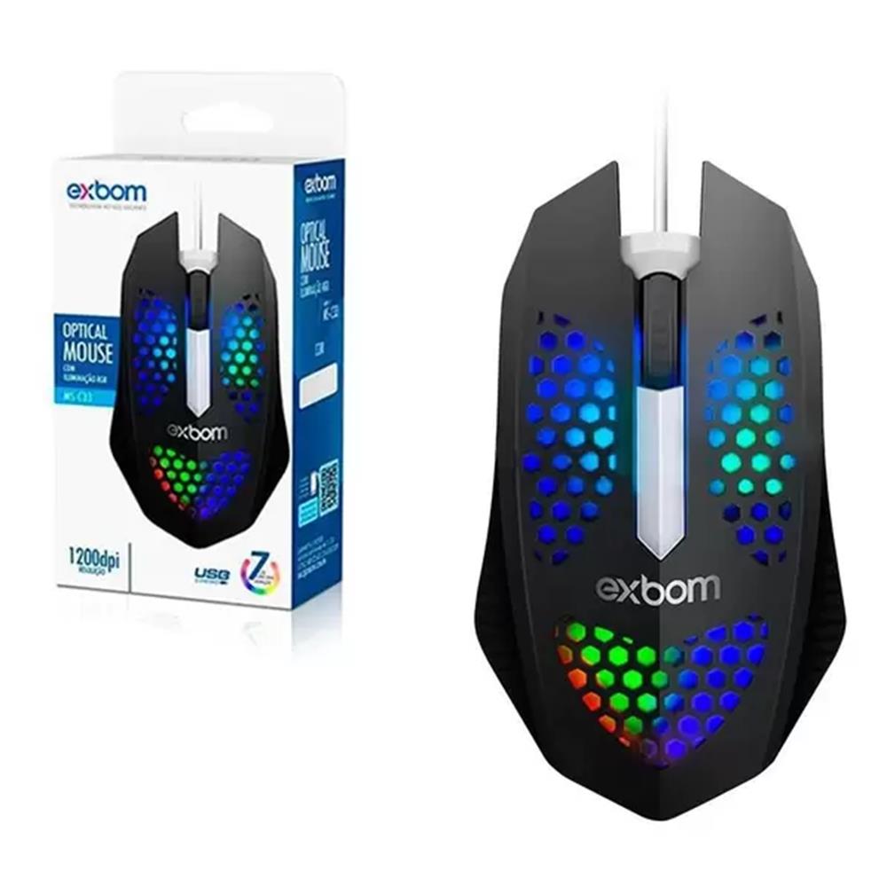 Mouse Óptico Usb Ultraleve Colmeia Com Led Rgb 03404 - Ms-C33