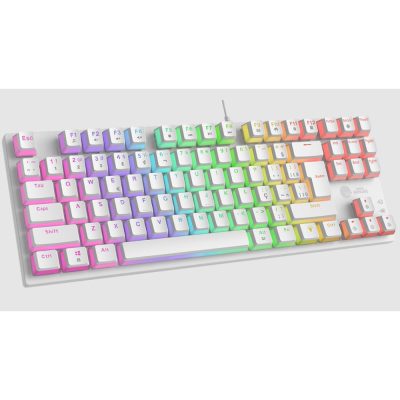 Teclado Mecanico Gamer Ninja Leap Pudim, Switch Blue, Rainbow, Abnt2, White (Branco)