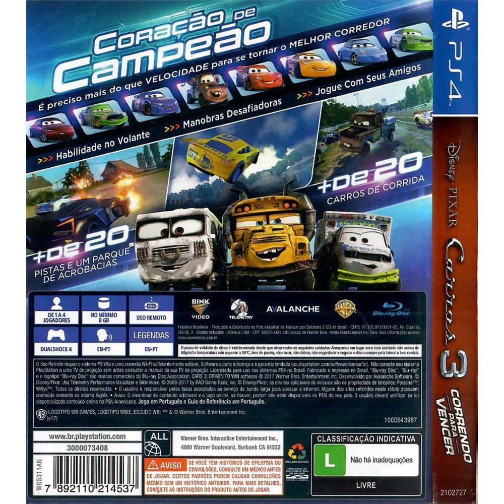 Jogo carros 3 ps4: Com o melhor preço