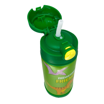 Garrafa Infantil Click Com Canudo - Prehistoric Friends