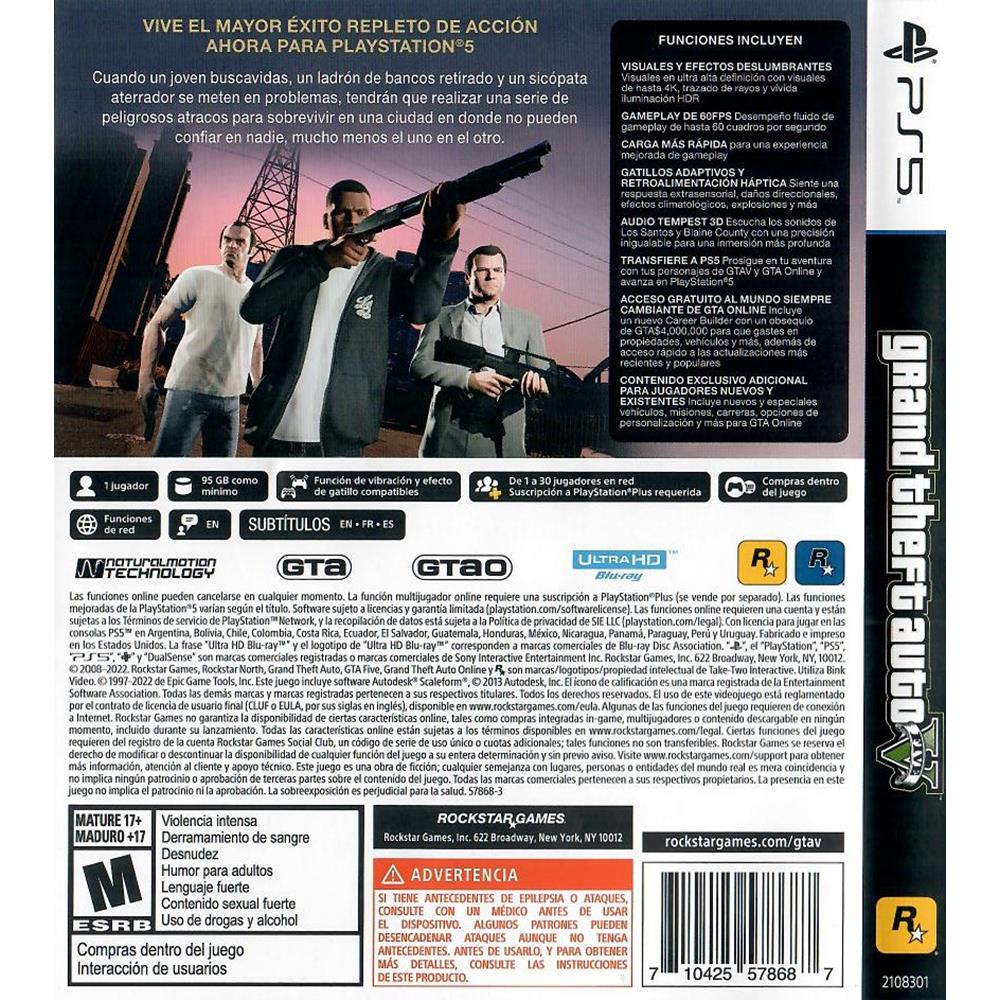 Grand Theft Auto V Ps5 (Seminovo) (Jogo Mídia Física) - Arena Games - Loja  Geek