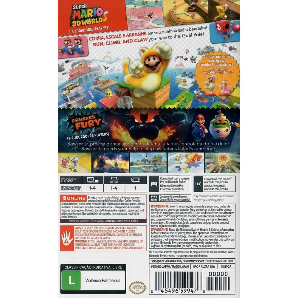 Super Mario 3D World + Bowsers Fury Nintendo Switch (Novo) (Jogo Mídia  Física) - Arena Games - Loja Geek