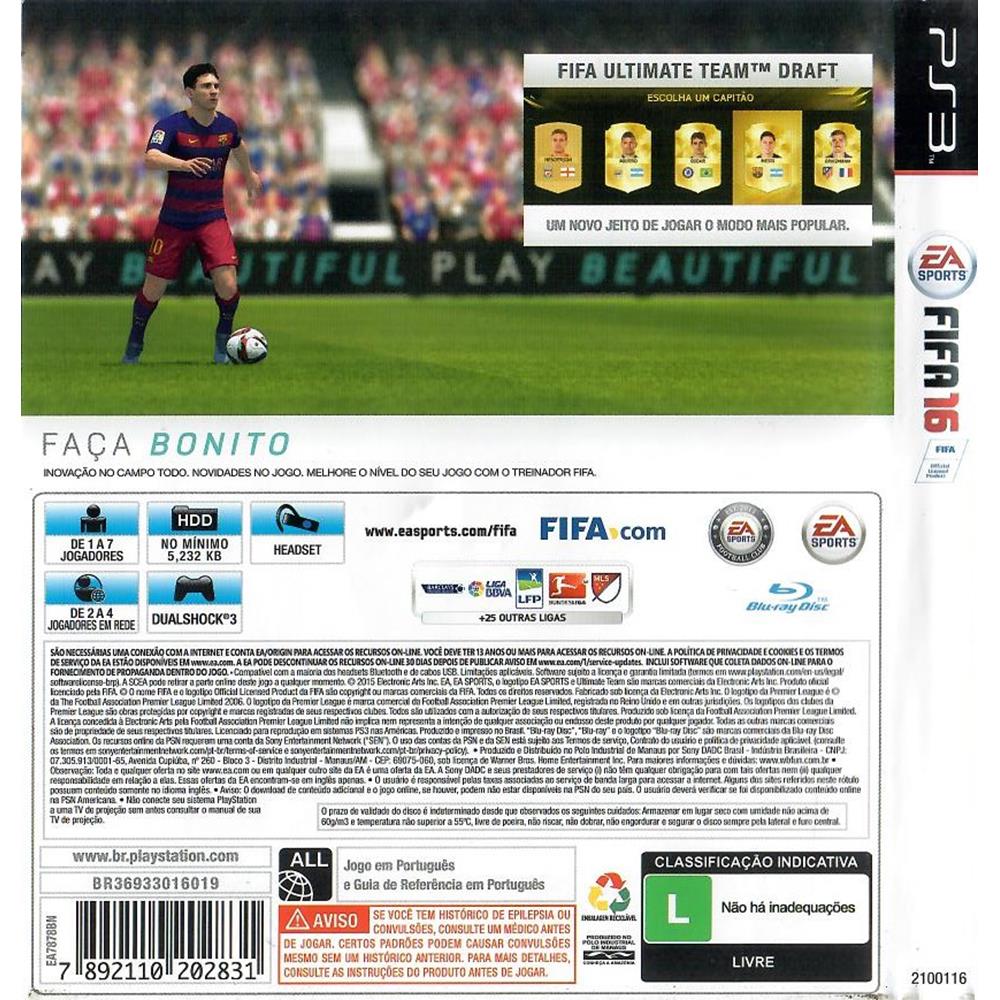 Jogo FIFA 16 - Playstation 3 - Seminovo - Games Guard