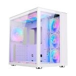 Gabinete Gamer Rise Mode Galaxy White, Ateral E Frontal Em Vidro Temperado, 10X Cooler Fan Argb