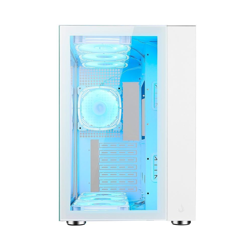 Gabinete Gamer Rise Mode Galaxy White, Ateral E Frontal Em Vidro Temperado, 10X Cooler Fan Argb