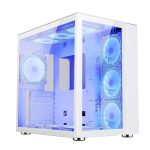 Gabinete Gamer Rise Mode Galaxy White, Ateral E Frontal Em Vidro Temperado, 10X Cooler Fan Argb