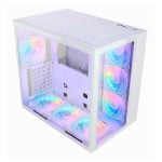 Gabinete Gamer Rise Mode Galaxy White, Ateral E Frontal Em Vidro Temperado, 10X Cooler Fan Argb
