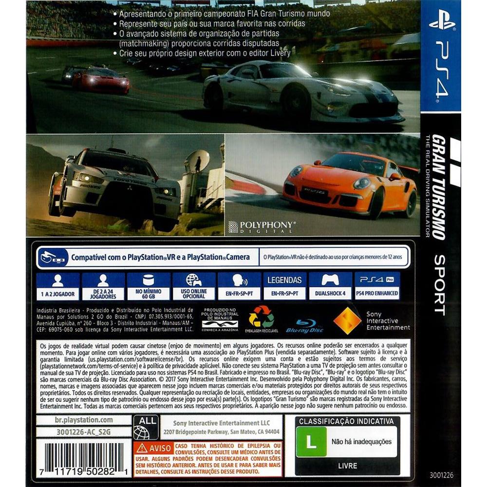 Gran Turismo Sport Ps4 (Seminovo) (Jogo Mídia Física) - Arena Games - Loja  Geek