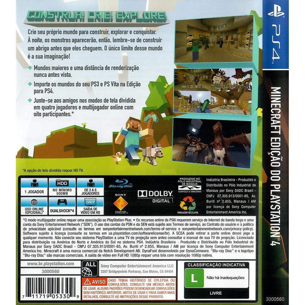 Minecraft Playstation Edition Ps4 #2 (Com Detalhe) (Jogo Mídia Física) -  Arena Games - Loja Geek