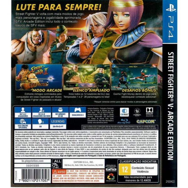 Street Fighter V Arcade Edition Ps4 (Sem Codigo)