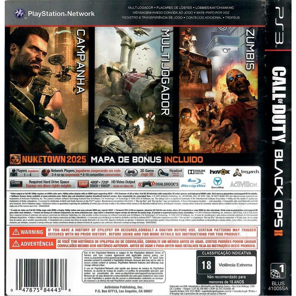 Call Of Duty Black Ops II Ps3 #3 (Com Detalhe) (Jogo Mídia Física) - Arena  Games - Loja Geek