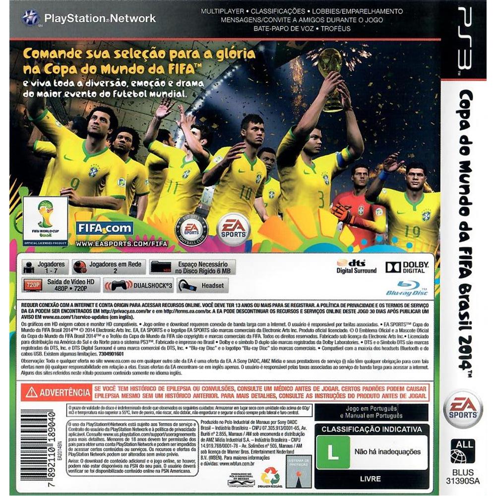 Copa do Mundo da FIFA Brasil 2014 - Jogo PS3 Midia Fisica - Sony