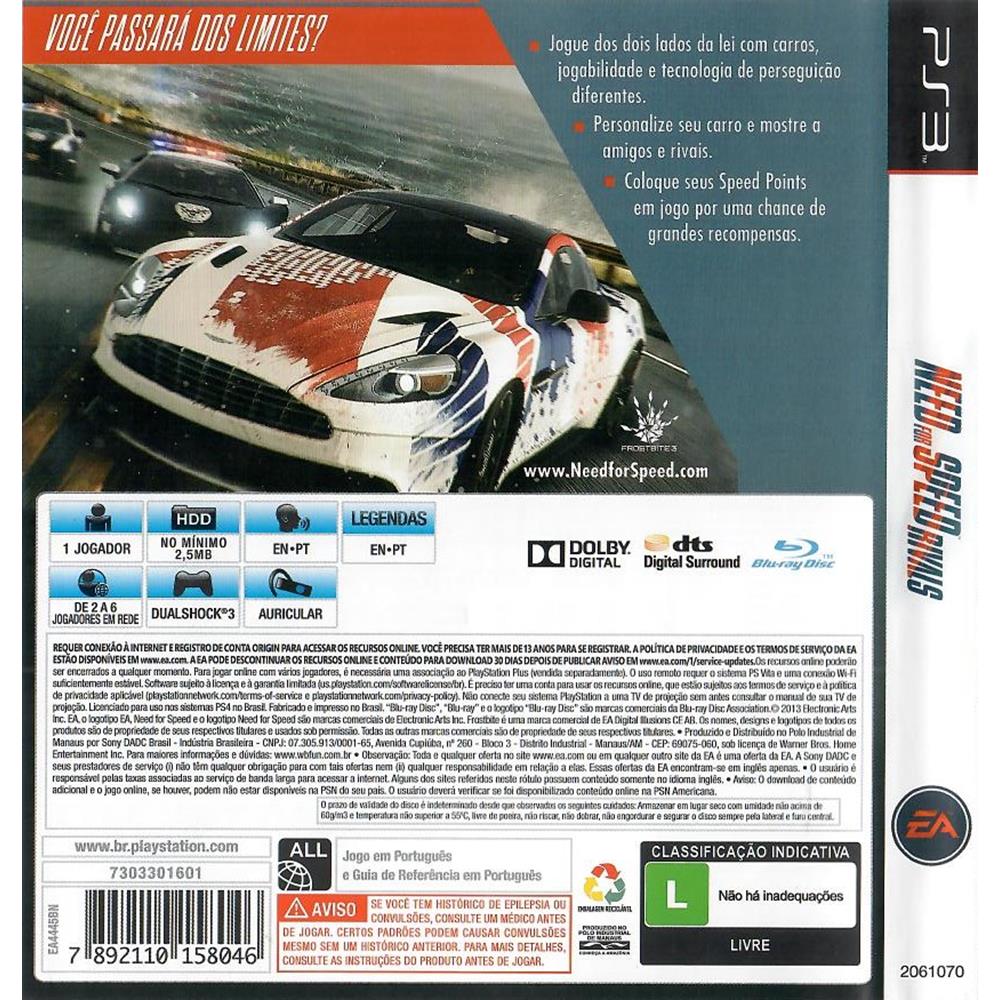 Jogo Fisico Original Need For Speed Rivals Ps3, Comprar Novos & Usados