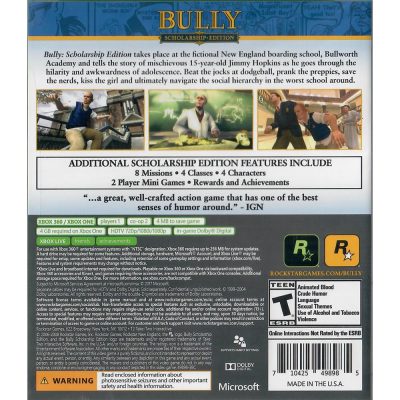 Bully Scholarship Edition Xbox One Xbox 360 (Jogo Mídia Física)