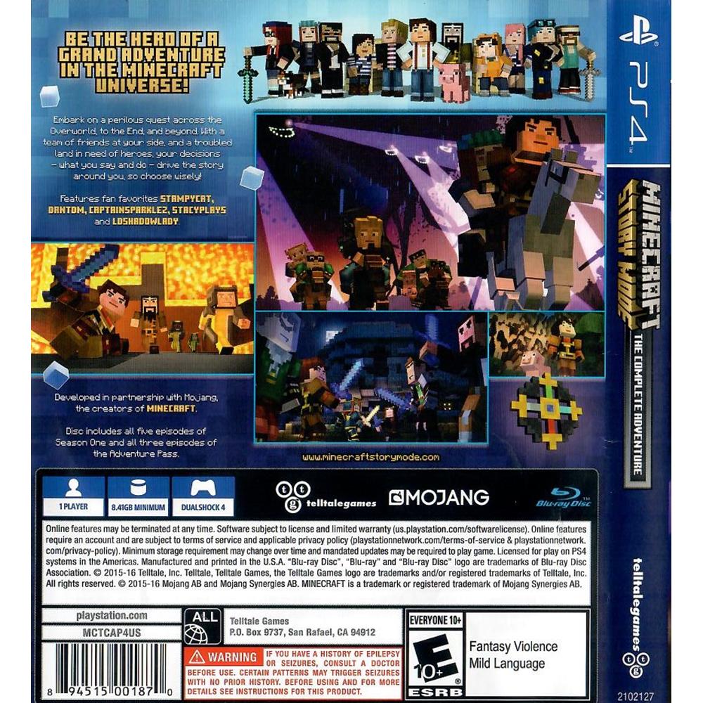 Minecraft: Story Mode The Complete Adventure PS4, Zilion Games e  Acessórios