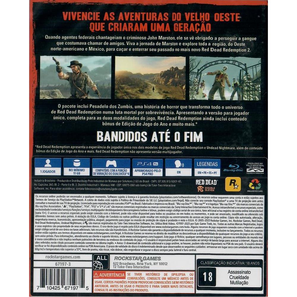 Red Dead Redemption Ps4 (Novo) (Jogo Mídia Física) - Arena Games