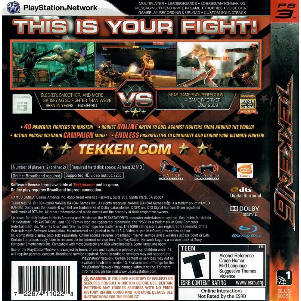 Jogo Tekken 6 - PS3 - Comprar Jogos