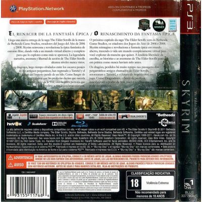 The Elder Scrolls V Skyrim Ps3 (Greatest Hits) #3* (Riscos,Capa)