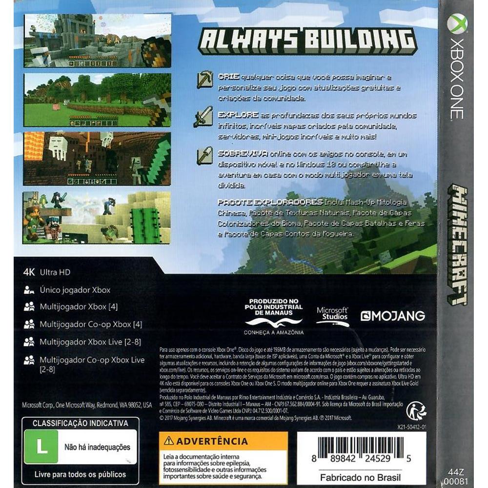 Minecraft Xbox One #1 (Com Detalhe) (Jogo Mídia Física) - Arena Games -  Loja Geek