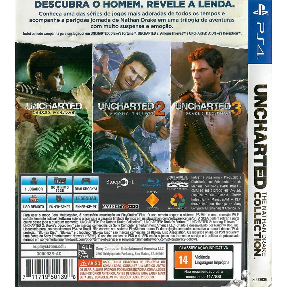 Jogo Uncharted 4 Ps4 Original Mídia Física