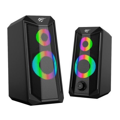 Caixa De Som Gamer Havit Rgb, Conexão 3.5Mm/Usb, Estéreo 2.0, Preto - Sk202