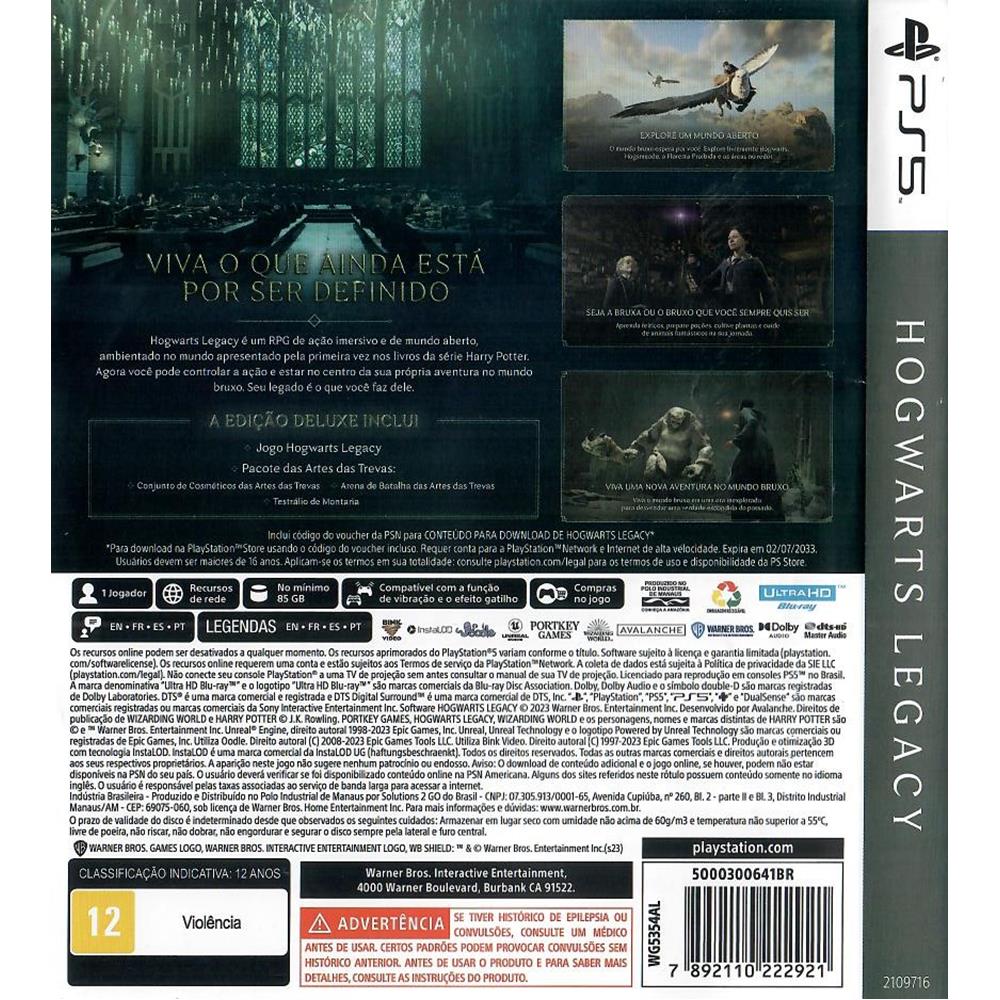 Jogo Hogwarts Legacy Deluxe Ps5 Mídia Física