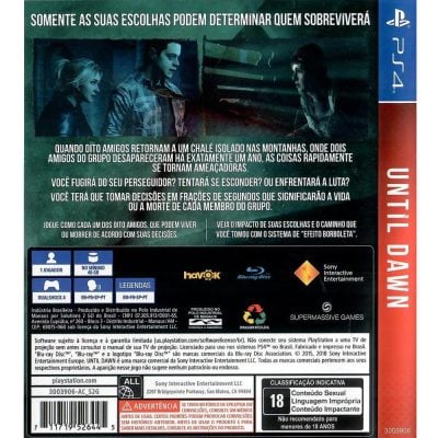 Until Dawn Playstation Hits Ps4 (Seminovo) (Jogo Mídia Física)
