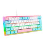 Teclado Mecanico Gamer Akali Keycaps Rosa, Azul E Branco, Raibow, Switch Brown Teclado Mecanico Gamer Akali Keycaps Rosa, Azul E Branco, Raibow, Switch Brown