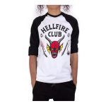 Camiseta Unissex Raglan Stranger Things Hellfire Club (Tam G) (Manga Longa)