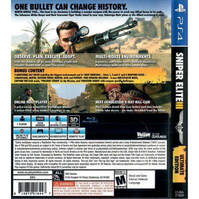 Sniper Elite Iii Ultimate Edition Ps4