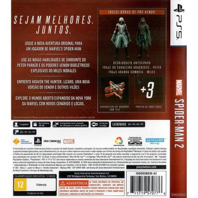 Marvel Spider-Man 2 Edição De Lançamento Ps5 (Sem Código)