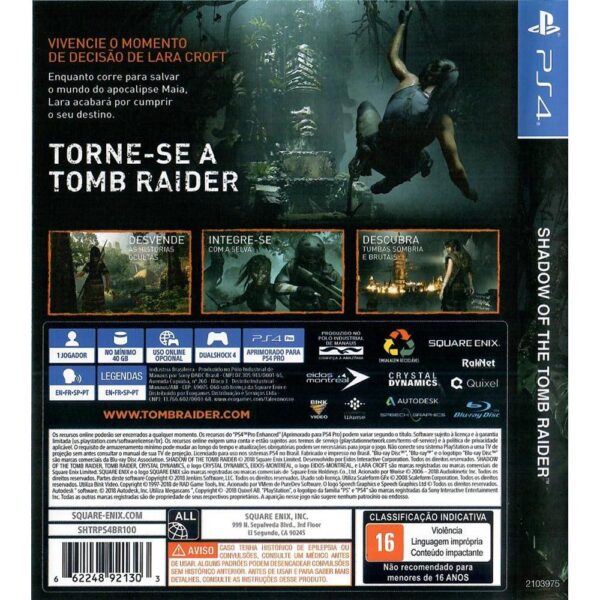 Shadow Of The Tomb Raider Ps4 (Com Steelbook)