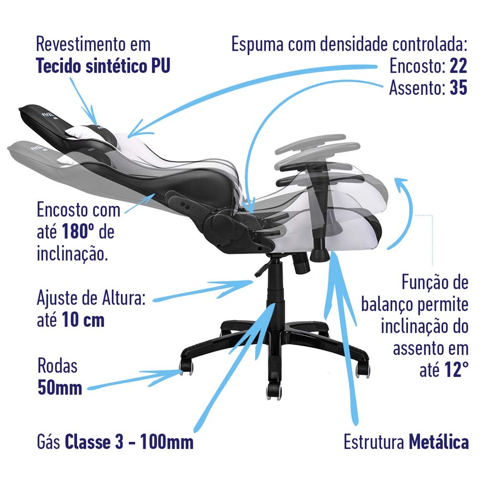 Cadeira Gamer Mx5 Giratoria Preto/Branco