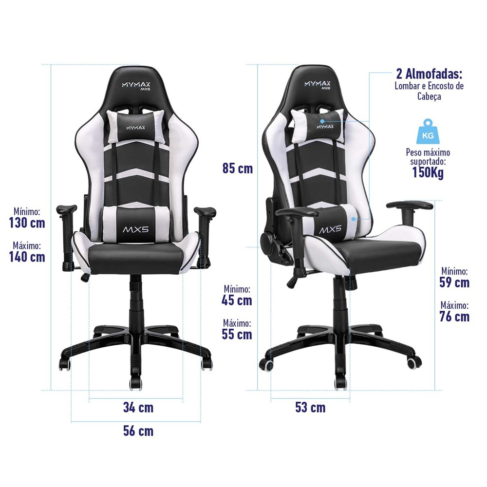 Cadeira Gamer Mx5 Giratoria Preto/Branco