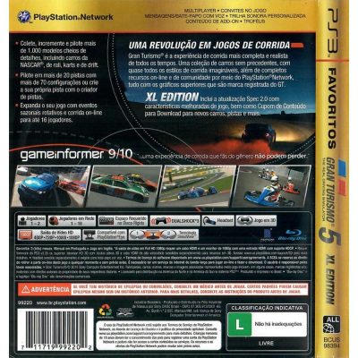 Gran Turismo 5 Xl Edition Ps3 #1 (Favoritos) (Sem Manual)