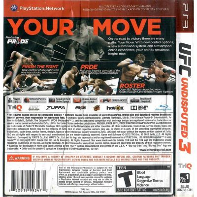 Ufc Undisputed 3 Ps3 #3 (Greatest Hits) (Sem Manual)