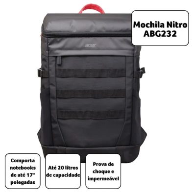 Mochila Acer Nitro Esportiva Para Notebook - Prova Da Água E Resistência A Peso - Abg232