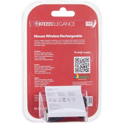 Mouse Wireless (Sem Fio) Recarregavel 1600Dpi. Preto Ke-M305