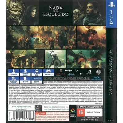 Terra Média Sombras Da Guerra Ps4 (Com Mapa De Tecido)