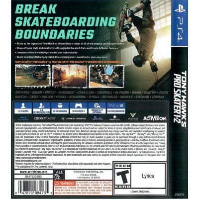 Tony Hawk's Pro Skater 1+2 Ps4