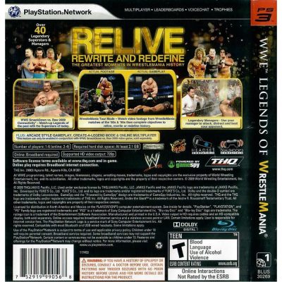 Wwe Legends Of Wrestle Mania Ps3 #3 (Sem Manual)