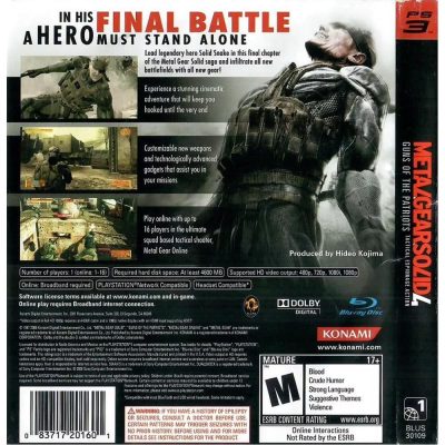 Metal Gear Solid 4 Guns Of The Patriots Ps3