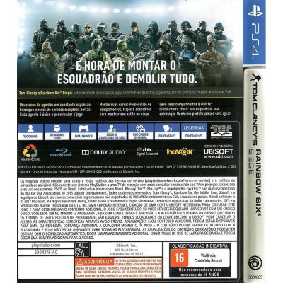 Rainbow Six Siege Edição Deluxe Ps4 (Sem Código)