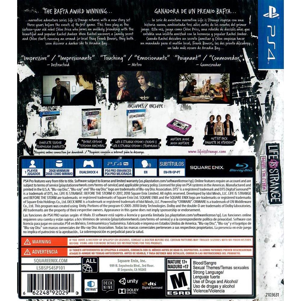 Life Is Strange Before The Storm Ps4
