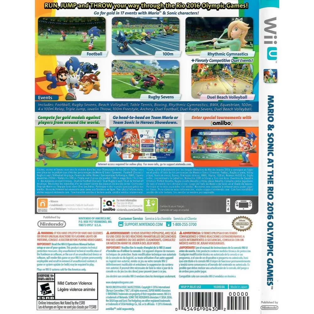 Mario & Sonic At The Rio 2016 Olympic Games - Nintendo Wii U (Com Luva) (Seminovo)