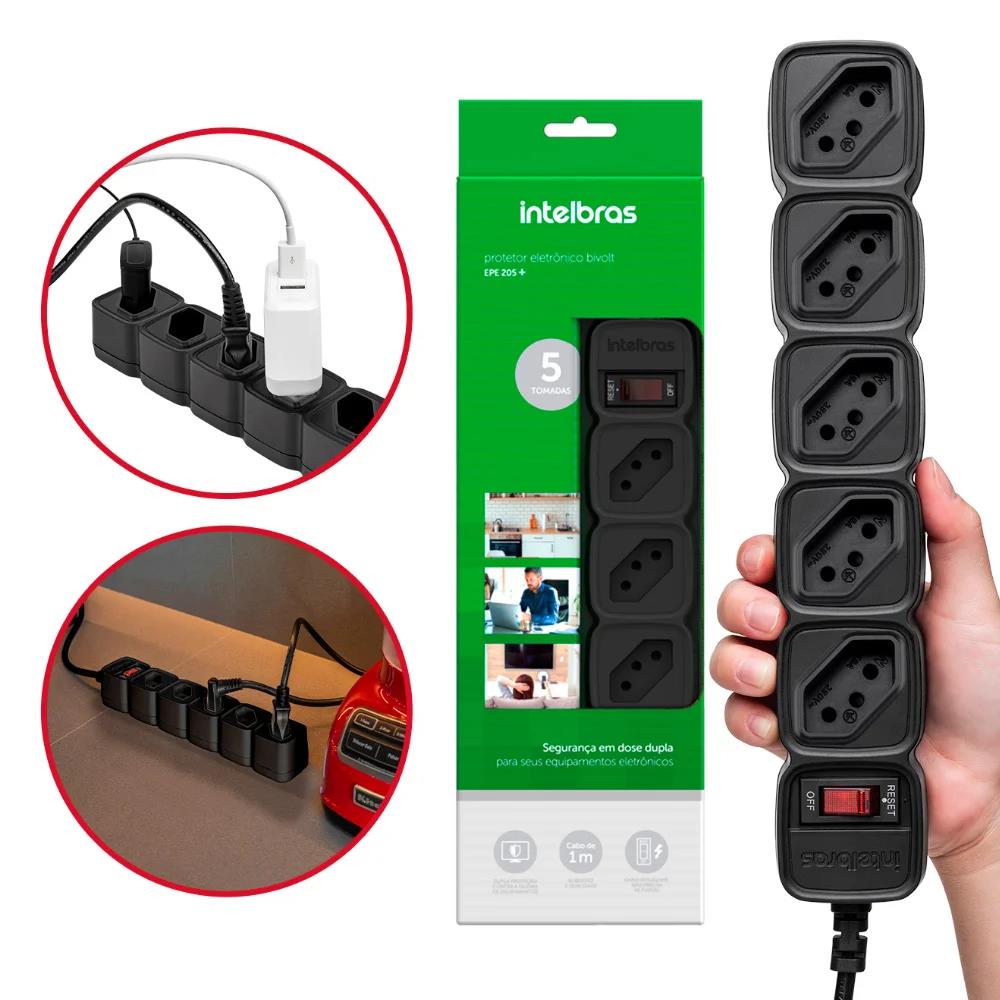 Filtro De Linha Protetor 5 Tomadas – Epe 205 Pt Intelbras (1 Metro) (Novo) Filtro De Linha Protetor 5 Tomadas - Epe 205 Pt Intelbras (1 Metro) (Novo)