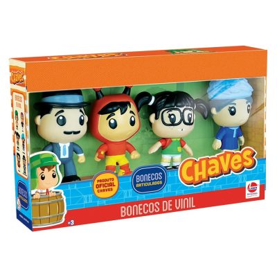 Kit 4 Bonecos Vinil Chaves - Prof Girafales / Chapolin/ Chiquinha /Dona Clotilde - Lider Brinquedos (Novo)