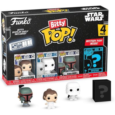 Mini Colecionáveis Bitty Pop! Star Wars – Princess Leia, Snowtrooper, Boba Fett + Personagem Surpresa (4-Pack)