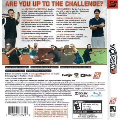 Top Spin 3 - Ps3 (Usado)