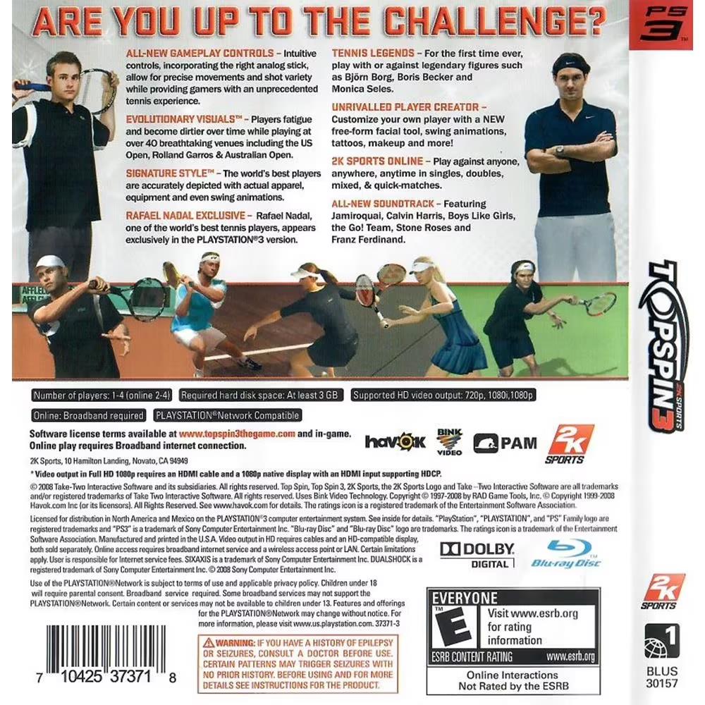 Top Spin 3 - Ps3 (Usado)